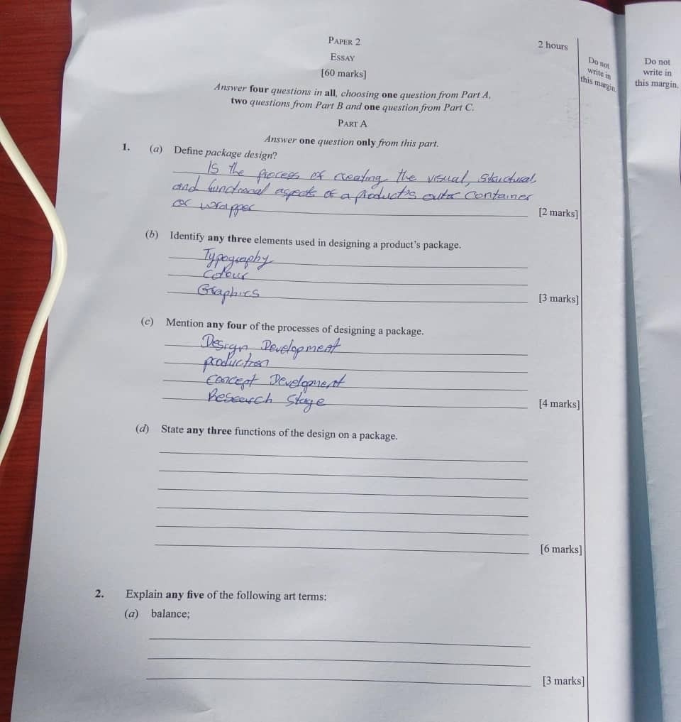 Answer Sheet  - Image 2