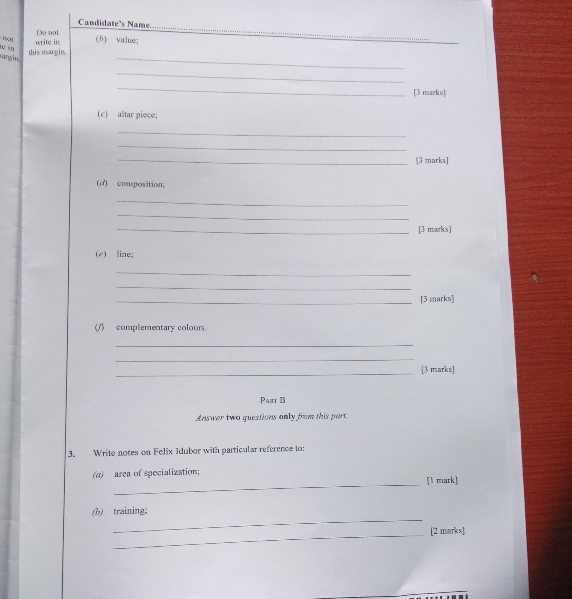 Answer Sheet  - Image 3