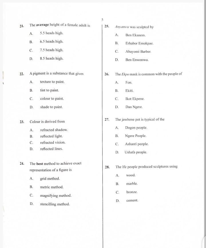 Answer Sheet  - Image 2