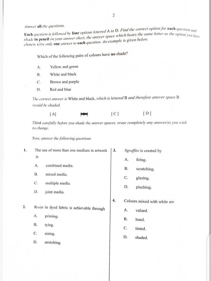 Answer Sheet  - Image 5