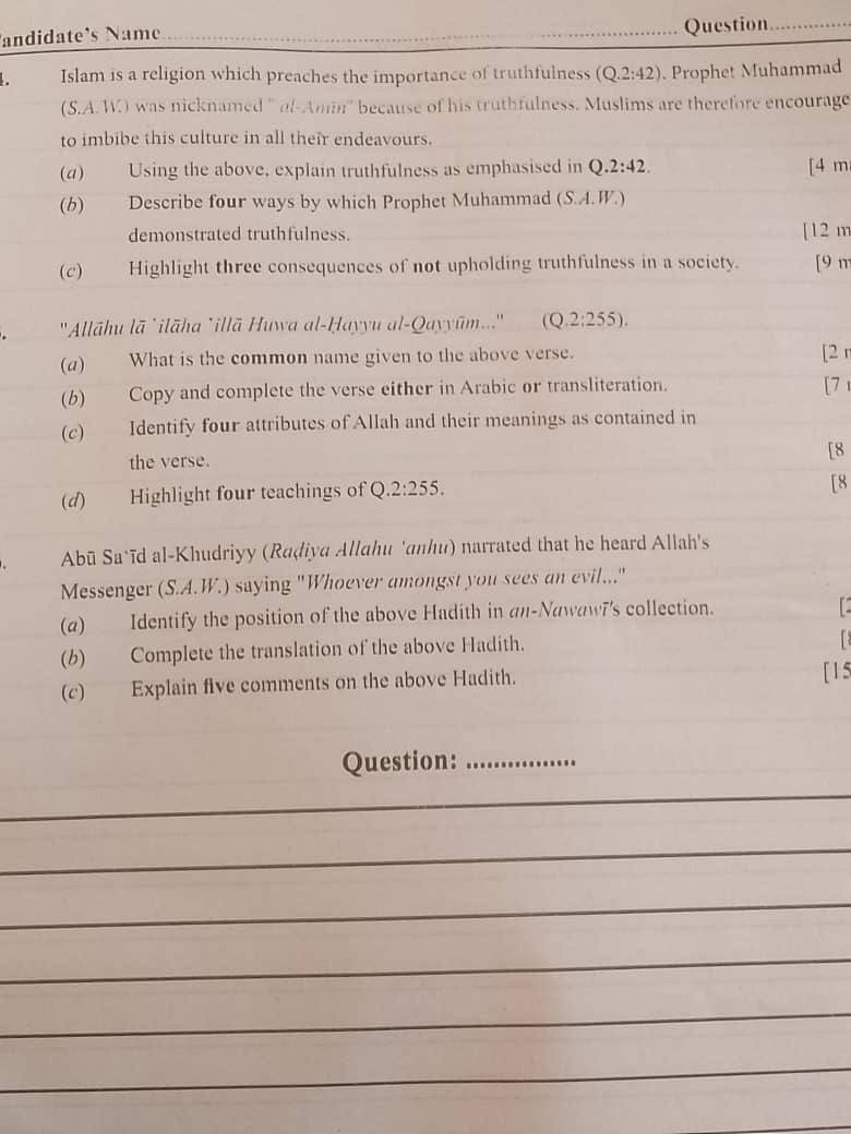 Answer Sheet  - Image 2