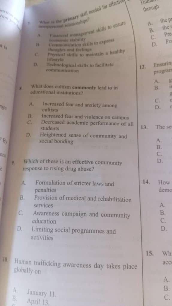 Answer Sheet  - Image 4