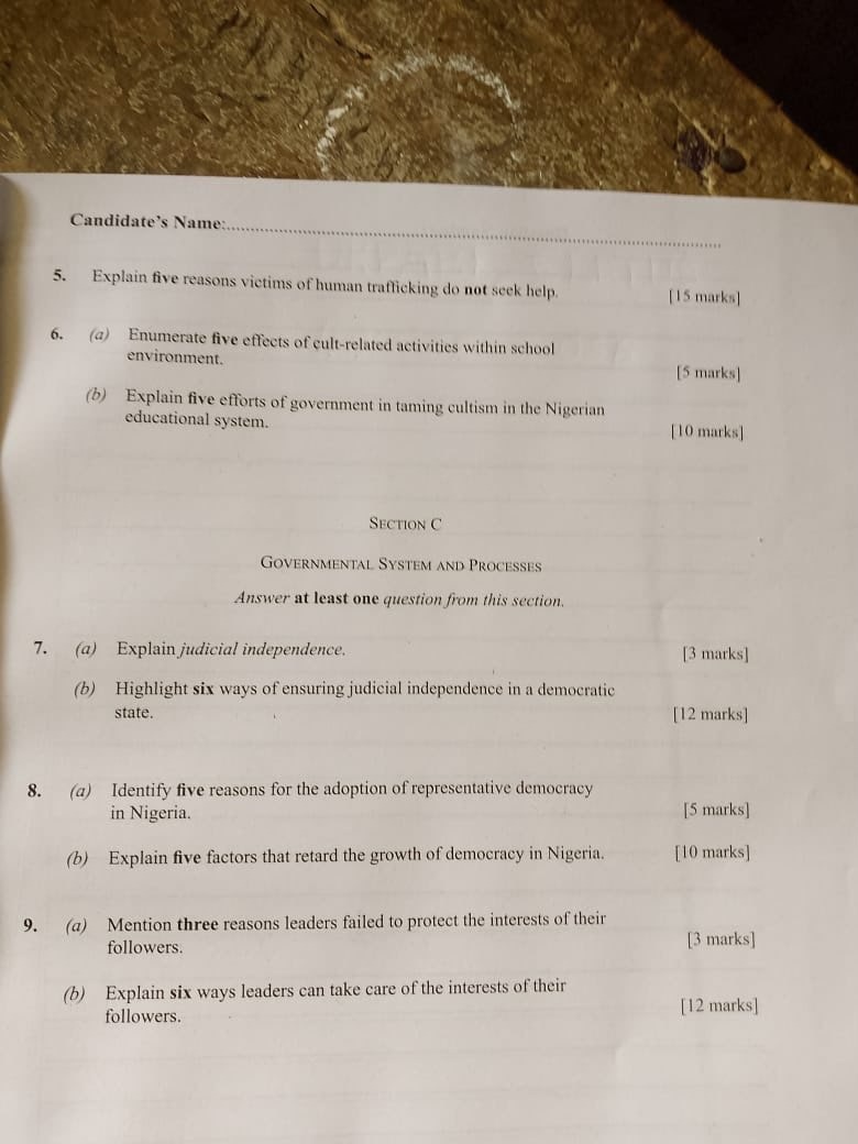 Answer Sheet  - Image 7
