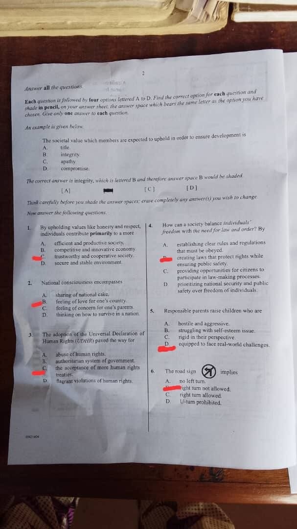 Answer Sheet OBJECTIVE  - Image 2