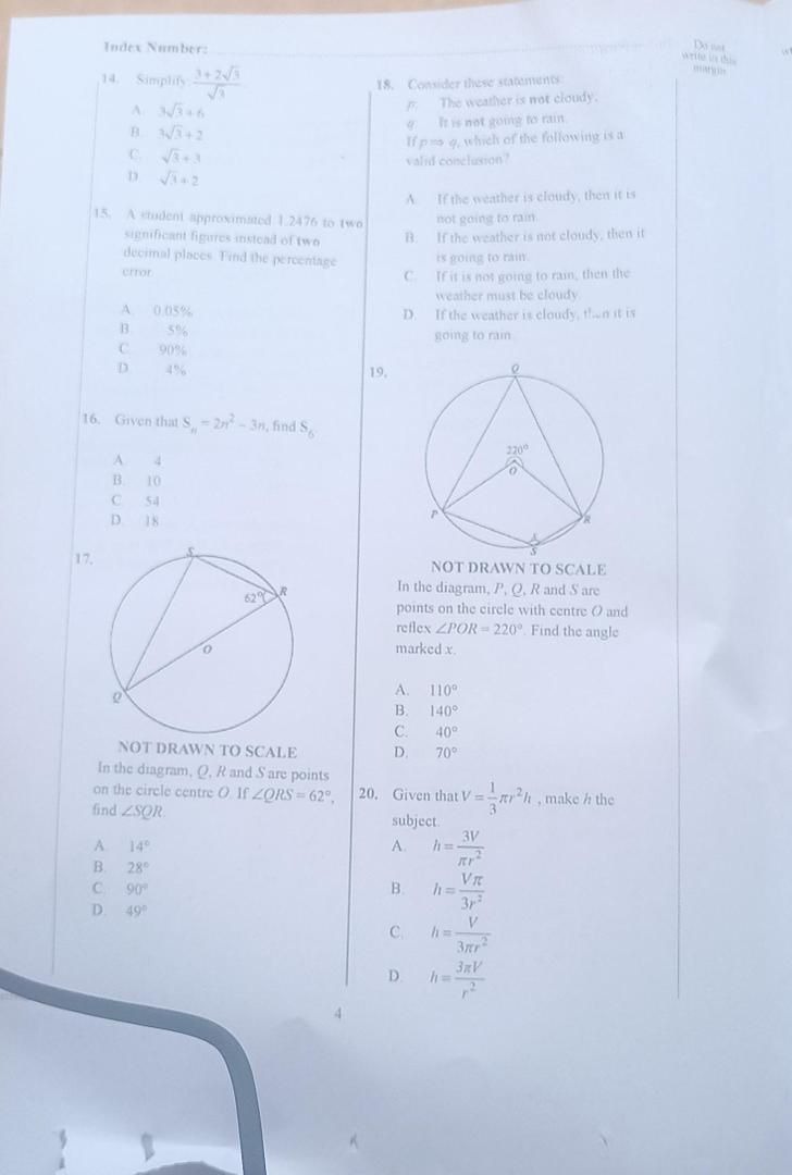 Answer Sheet Objective questions  - Image 2
