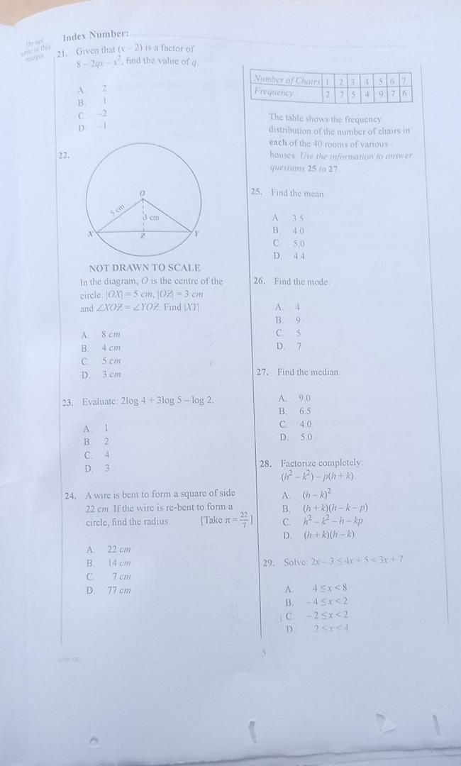 Answer Sheet Objective questions  - Image 3