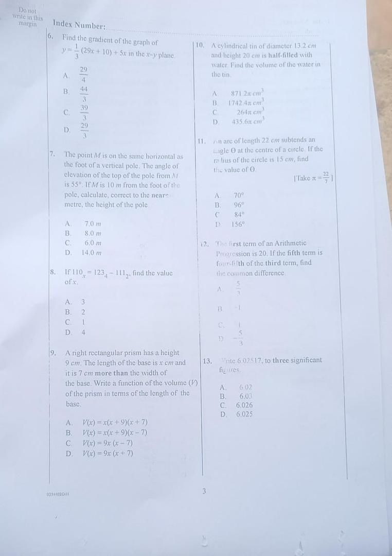 Answer Sheet Objective questions  - Image 5