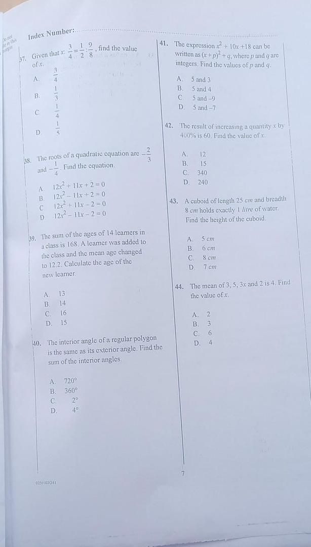 Answer Sheet Objective questions  - Image 6