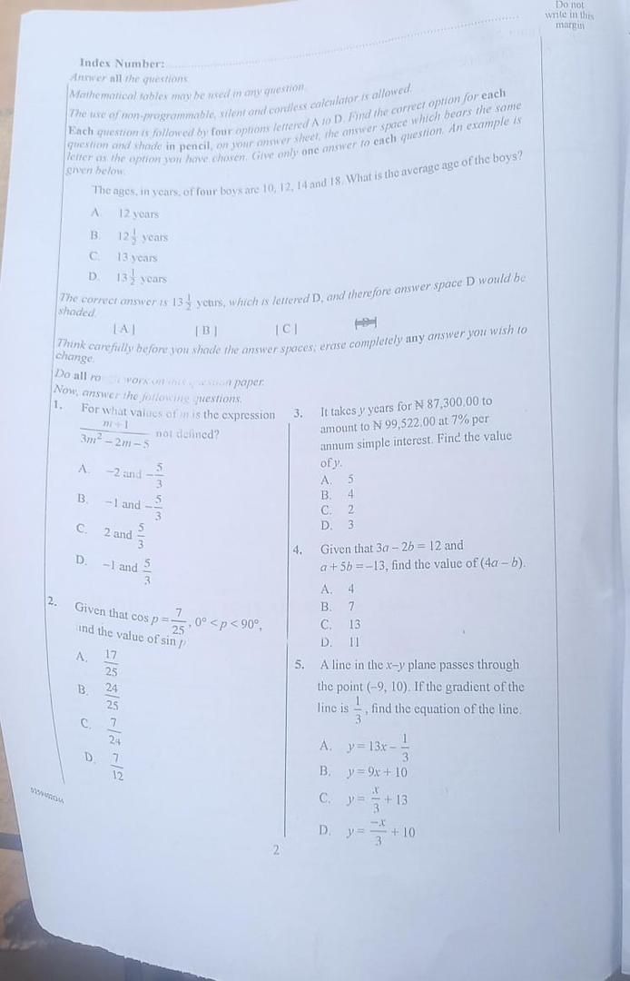 Answer Sheet Objective questions  - Image 8