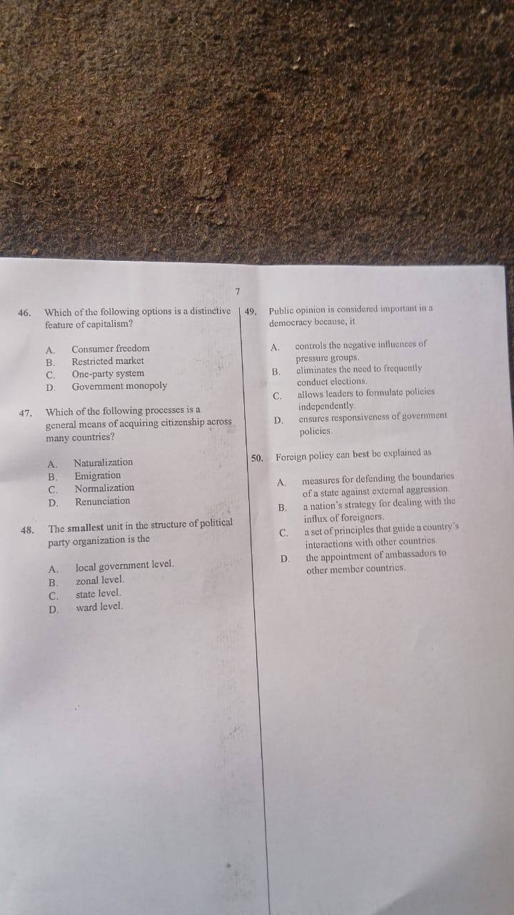 Answer Sheet  - Image 4